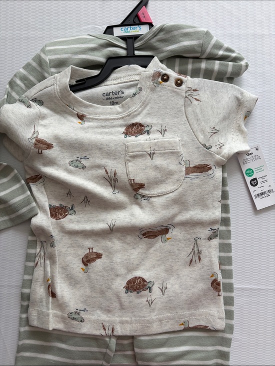 Carter's Other - Carter's Cream Short-Sleeve Tee with Turtle & Duck Pocket (3) piece set